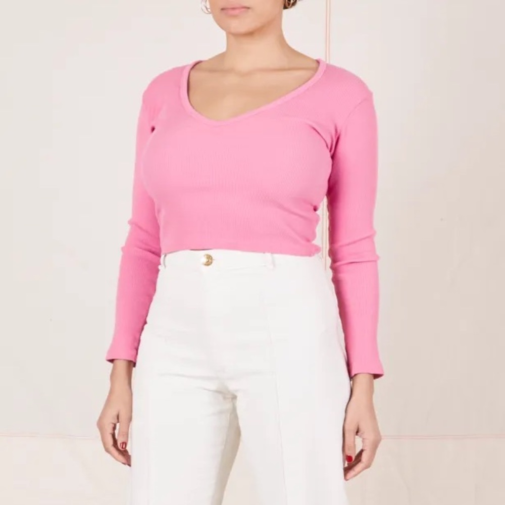 SELL OR TRADE! Big Bud Press Long Sleeve V-Neck T in Bubblegum Pink